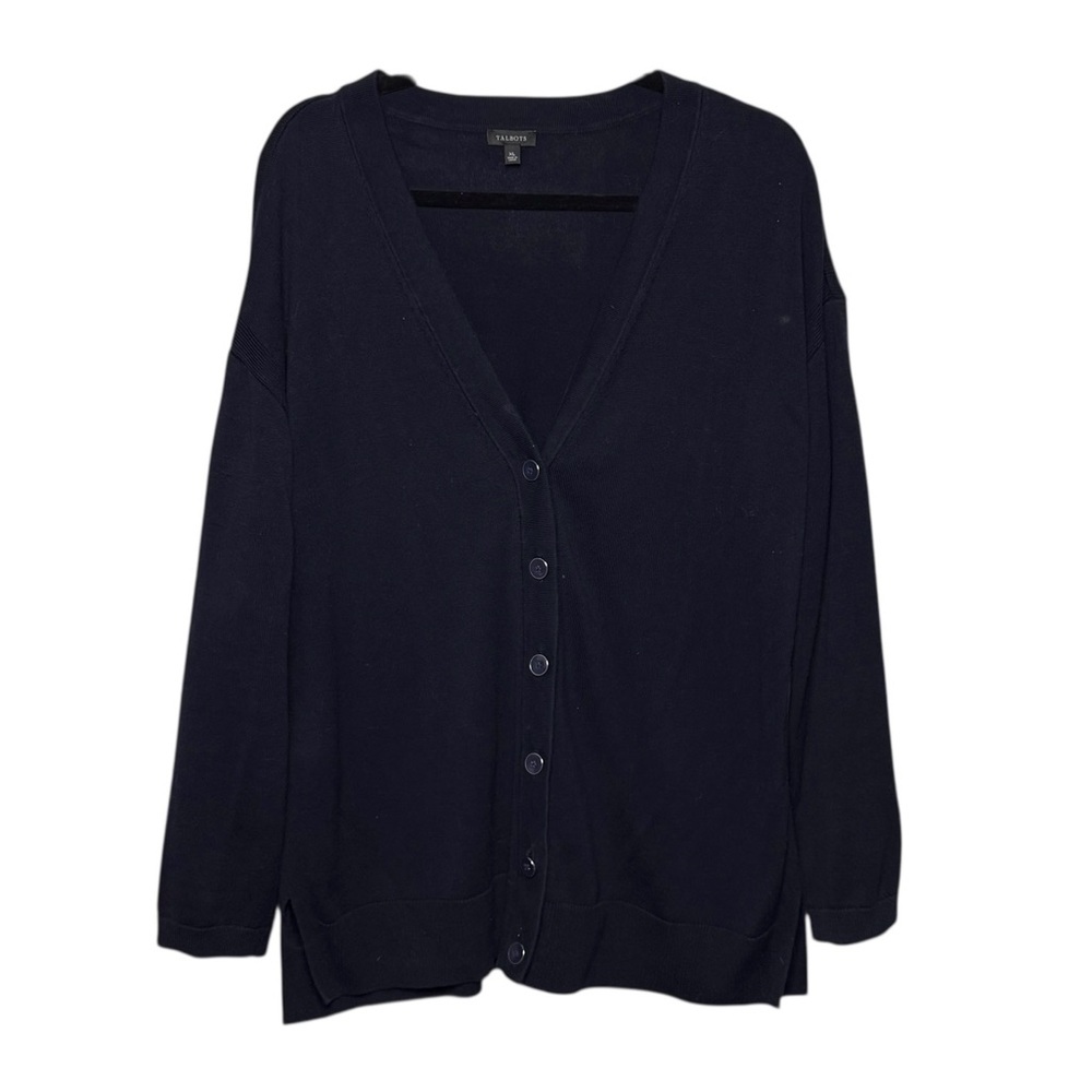 Talbots Women’s XL Grandpa Cardigan Sweater Navy Blue Classic Timeless Preppy